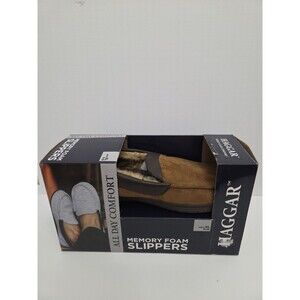 Haggar Slippers Mens XL 11-12 Brown Faux Suede Slip On Loafers